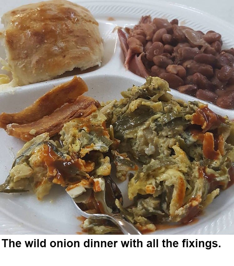 Wild onion dinner with the fixings