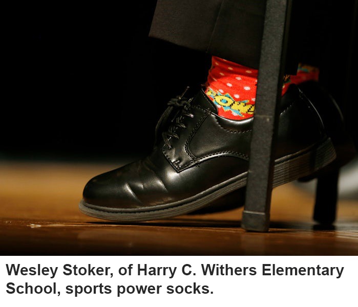 Wesley Stoker wears power socks.