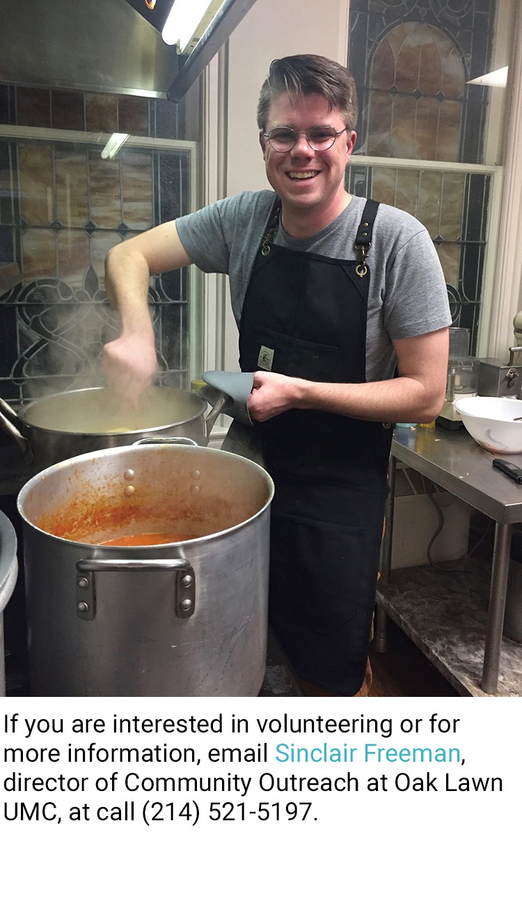 Volunteer cooking food