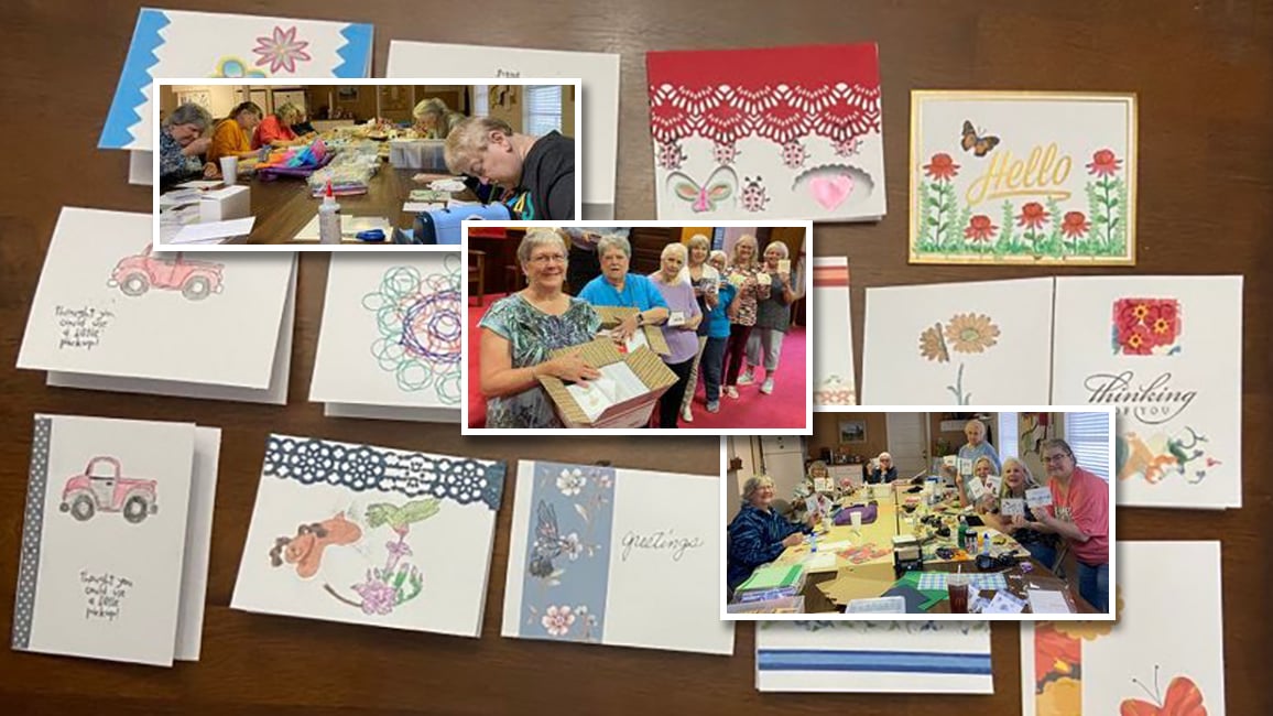 Crafters making cards