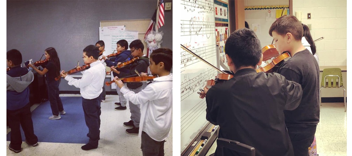 Children playing the violin