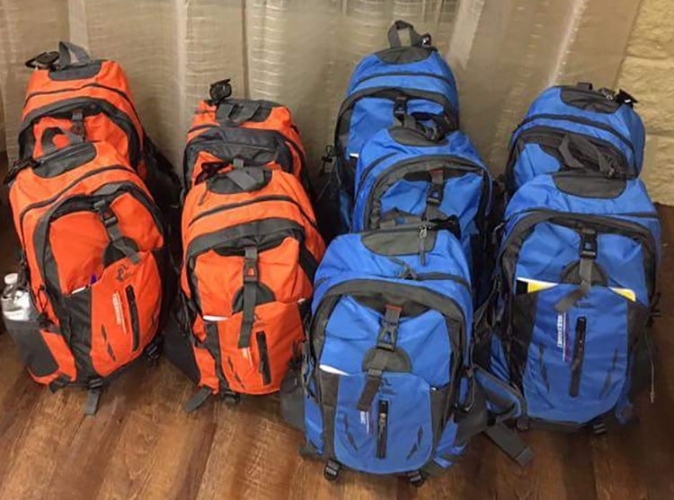 backpacks ready to go